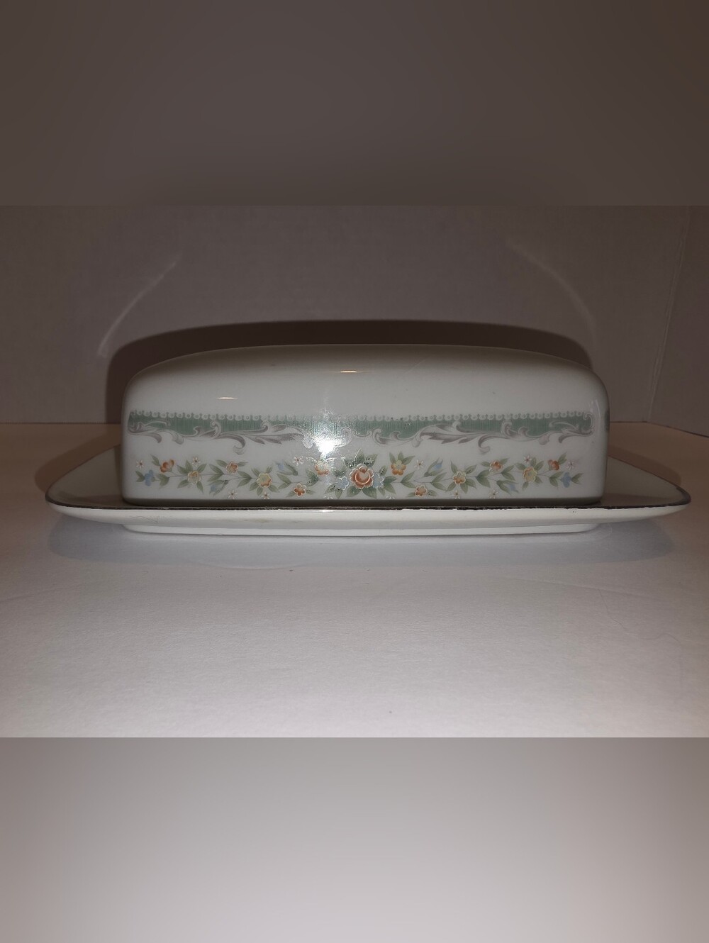 Vintage Roseville Japan Translucent Fine China Butter Dish #4135 Floral Lid